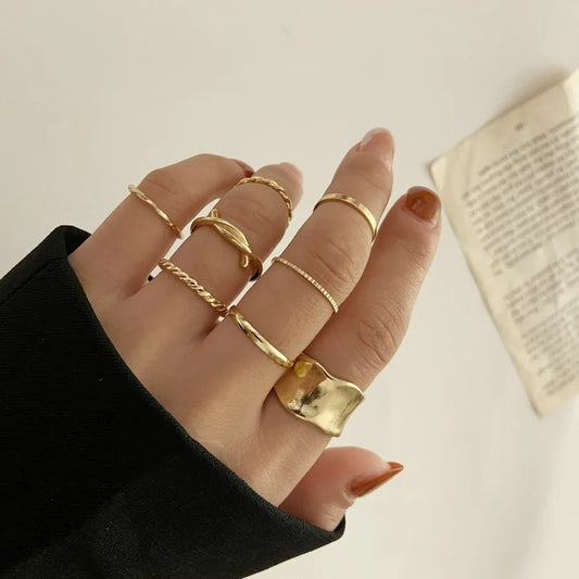 Daily Chicha Metal Ring Set — 8-Piece Stack for Every Mood